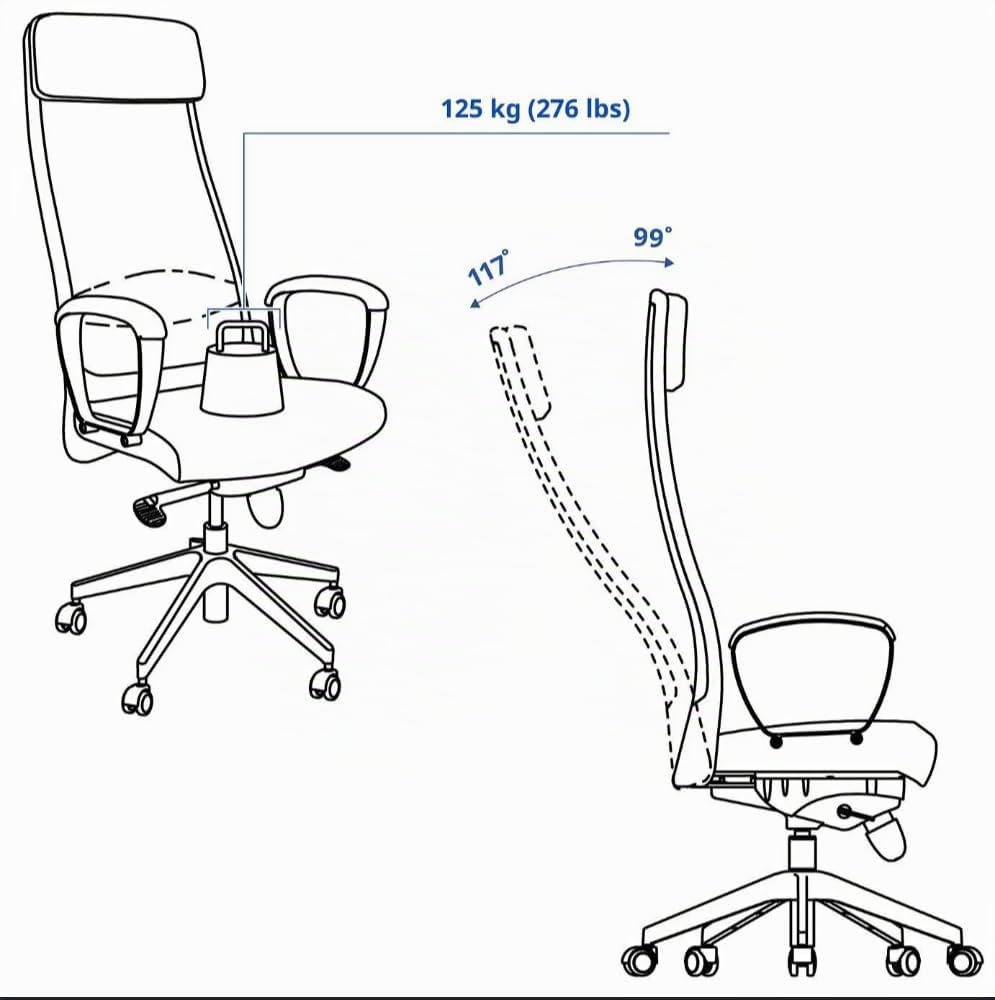 IKEA Markus Bürostuhl: Stellen Sie die Höhe und den Winkel Dieses Stuhls EIN, damit Sich Ihr Arbeitstag wohl fühlt (Dunkelgrau)