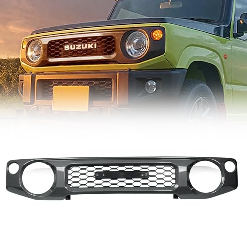 Niceffort 新型スズキジムニー フロントグリルガーニッシュ ジムニーシエラJB64 JB74 JC74 ノマド 5ドア フロントグリルカバー 2018年-2025年 (グレー)