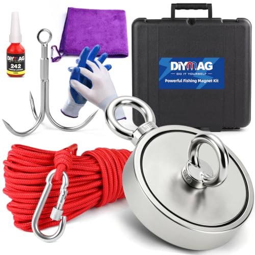 Image of DIYMAG Magnet Fishing Kit, 2600Lbs Double Sided Neodymium Magnets with Case