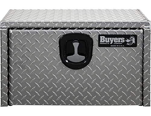 Image of Buyers Products 1705148 Diamond Tread Aluminum Underbody Truck Tool Box, 14 x 12 x 16, Made in USA, .100 in. Thick, Corrosion-Resistant, Locking Compression Latch - Secure Storage for Work Trucks