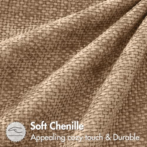 Image of MIULEE Pack of 2 Couch Throw Pillow Covers 18x18 Inch Khaki Camel Modern Boho Accent Decorative Pillow Covers Soft Chenille Farmhouse Cushion Covers for Home Decor Bed Sofa Living Room