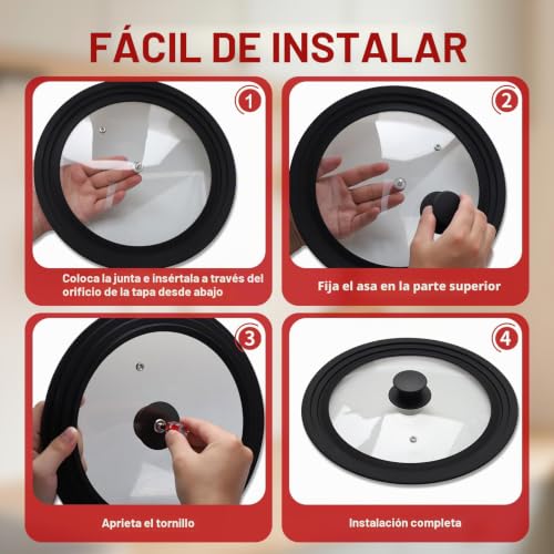 Miniatura 6 de Oulqinyhome Paquete De 6 Perillas De Silicona Para Tapa De Olla - Botones Universales Sin Bpa Y Resistentes Al Calor - Pomos De Repuesto Para Tapa De Cacerola Negro