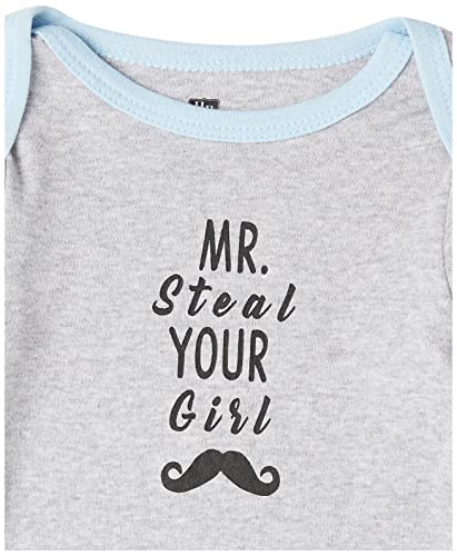 Hudson Baby baby girls Cotton Long-sleeve Bodysuits T Shirt Set, Handsome Fella, 9-12 Months US - Thumbnail 3