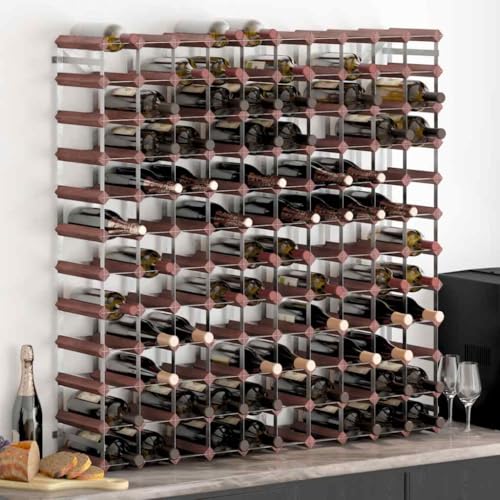 vidaXL Freestanding Wine Rack - 120-Bottle Capacity, Solid Pine Wood and Galvanized Steel Build, Rustic Brown Finish, 340895 by vidaXL - Image 2