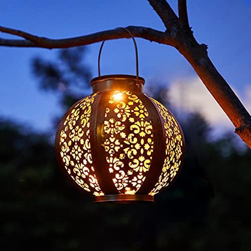 OxyLED Solar Lanterns Solar Lanterns for The Garden Metal Moroccan Lantern IP44 Waterproof Hanging Solar Garden Lantern LED Solar Lights Outdoor Garden for Patio Table Fence Tree Warmwhite 2 Pack