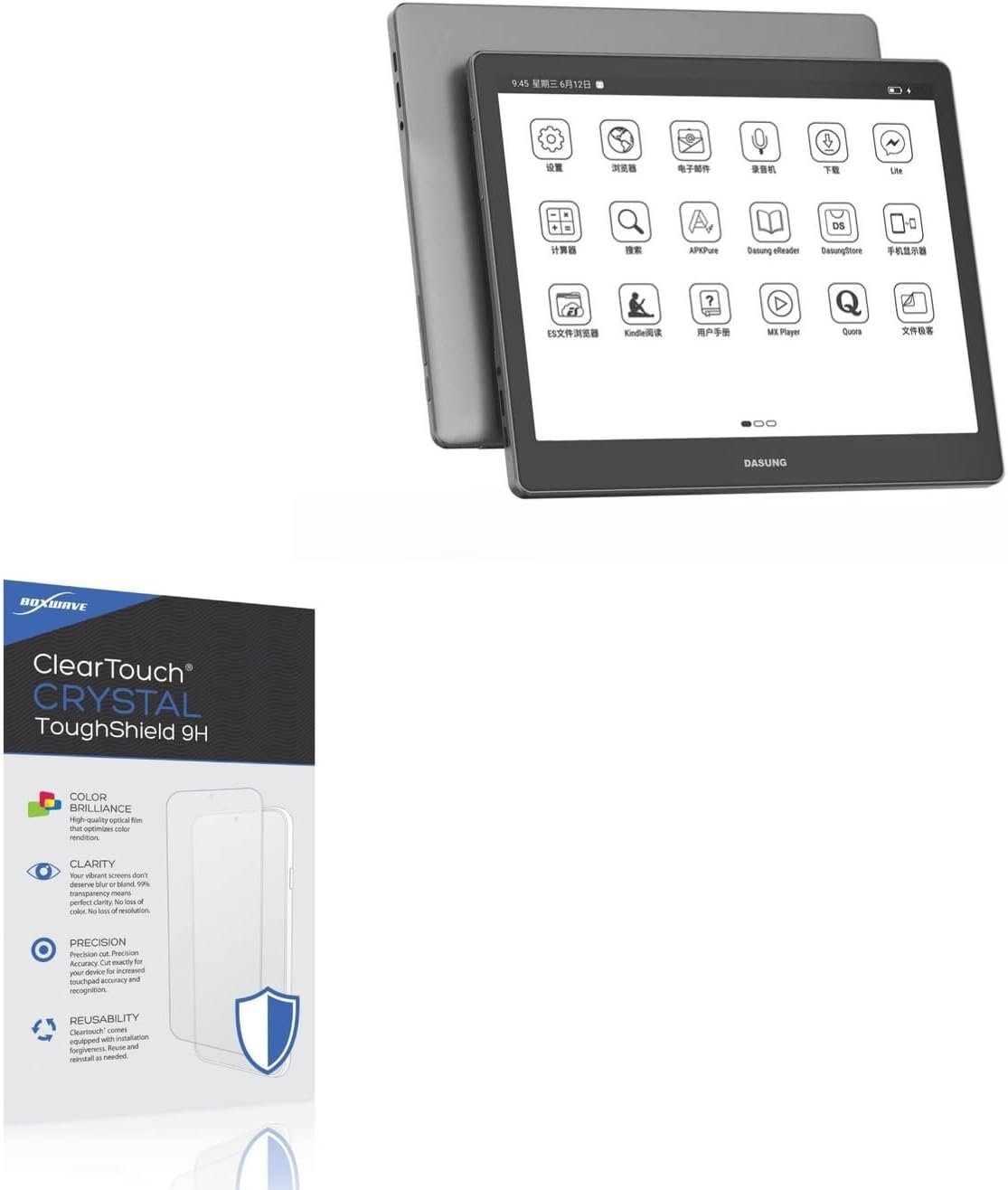 BoxWave Screen Protector Compatible With Dasung Not-eReader 103 (EP1030312) - ClearTouch Crystal ToughShield 9H (2-Pack), Clear 9H Tough Flexible Film Screen Protector