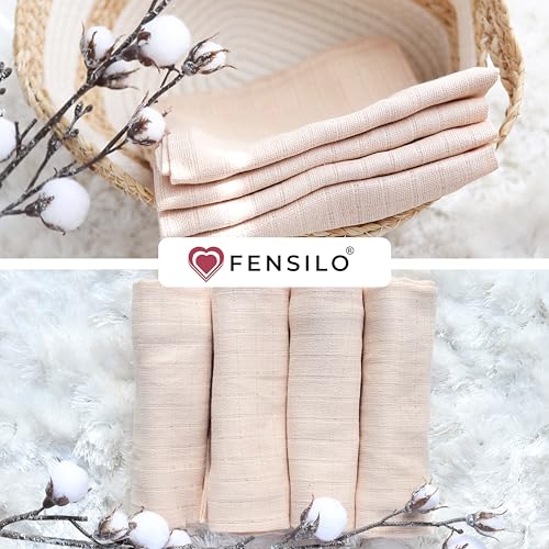 Langes en mousseline bébé coton lavable bavoir couverture change beige mix - 5