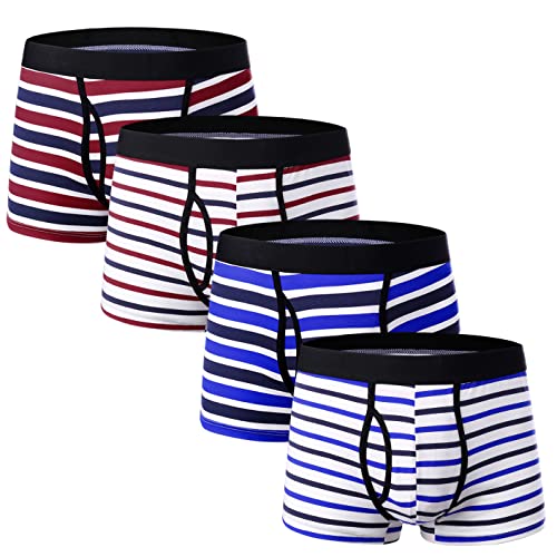 seryero, NC Calzoncillos Boxer Hombre Bóxers Algodon Suave y Transpirable Rayas Ropa Interior, (Azul+vino Tinto)rayas Gruesas+(azul+vino Tinto)rayas, L Cover