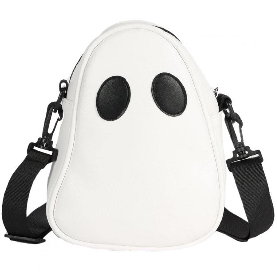 Danlai White Ghost Crossbody Bag Cute Halloween Ghost Shoulder Bag Pu Leather Purse Couples Satchel Handbag