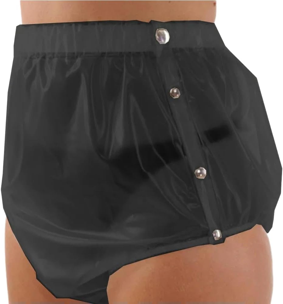 Clear PVC Unisex Transparent Lingerie Pants with Buttons Underwear for Cosplay Parties Exotic Scenes