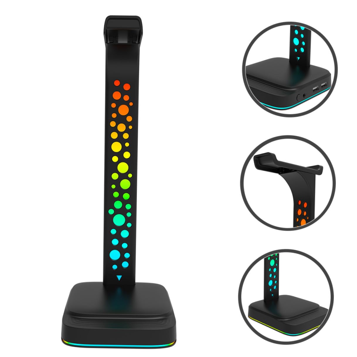 POPETPOP Soporte Diseño USB Auriculares Concentrador RGB para Gaming Abs y Adecuado para Escritorio Pc para Exhibición y Uso Prolongado
