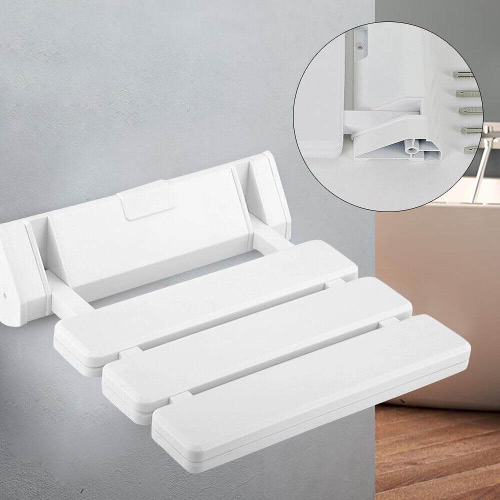 Sedia da doccia, pieghevole, a parete, pieghevole, per doccia, impermeabile, per docce, bagno, fino a 130 kg, colore: bianco