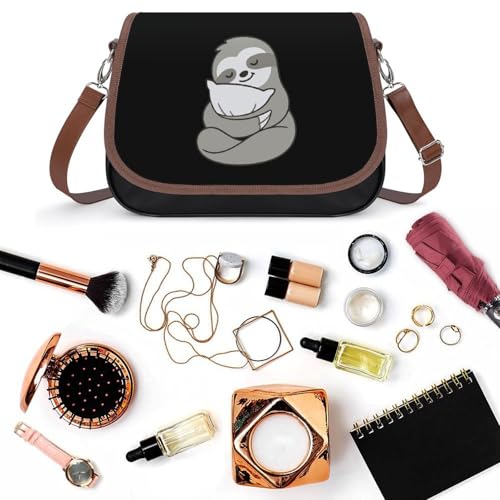 Sleepy Sloth Hugging Pillow Crossbody Bag Anti-Theft Side Shoulder Bags Adjustable Leather Messenger Bag Unisex 6
