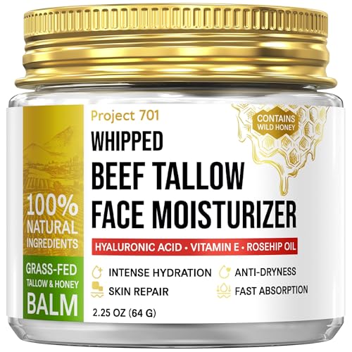Beef Tallow for Skin and Face - Grass Fed Tallow and Honey Balm, All Natural Skin Care Moisturizer...