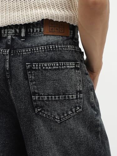 Image of Urbano Fashion Men's Loose Baggy Fit Heavy Washed Jeans Non-Stretchable