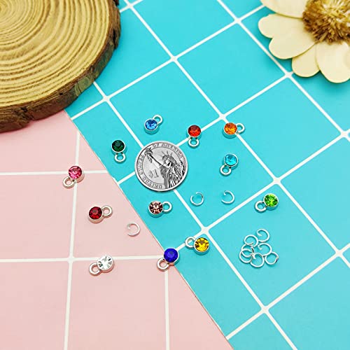 72 Pcs Crystal Birthstone Pendants With 100Pcs Open Jump Rings Handmade Diy Beads Pendant Round Crystal Birthstones Dangle Pendant For Jewelry Necklace Bracelet Earring Making Supplies(12 Colors) #TOP6