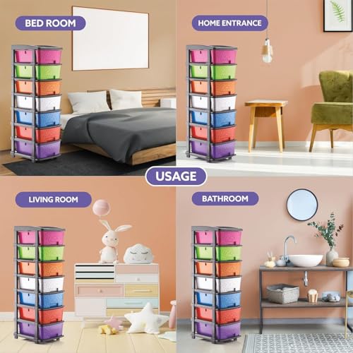 Image of 7XL Plastic Modular Drawer System for Home, Office, Hospital, Parlor, School, Doctors, Home and Kids, Product Dimension When | Assembeledy (30cmx37cmx105 cm) (MULTI, 7XL)