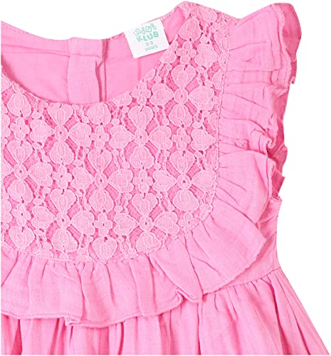 Image of miniklub Girls Pink Self Design Fit & Flare Dress