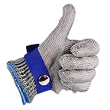 CPTDCL Schnittfeste Handschuhe,316L Mesh Cut Resistant Handschuhe aus Edelstahl Küchenmetzger Sicherheit Arbeitshandschuh Stufe 5 Schutz (M)