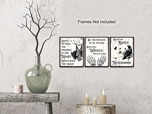 Yellowbird Art & Design Gothic Edgar Allan Poe Decor - The Raven Wall Art - Dracula, Wicca, Vampire Bat thumb #4
