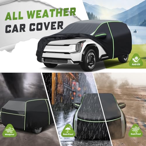 Image of Car Cover for EV9 2024-2026, Full Car Cover All Weather Car Covers for EV9, 7 Layers Waterproof Outdoor Cover with Zipper Door Reflective Strips