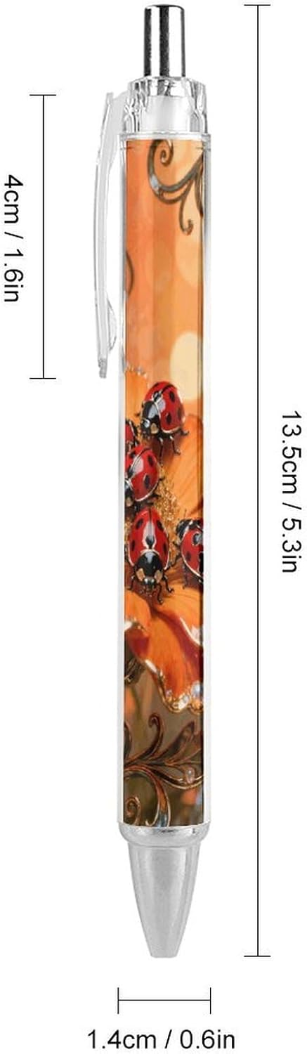 Ladybug Flower Retractable Ballpoint Pen, 0.5mm Fine Point 4 PCS image 2