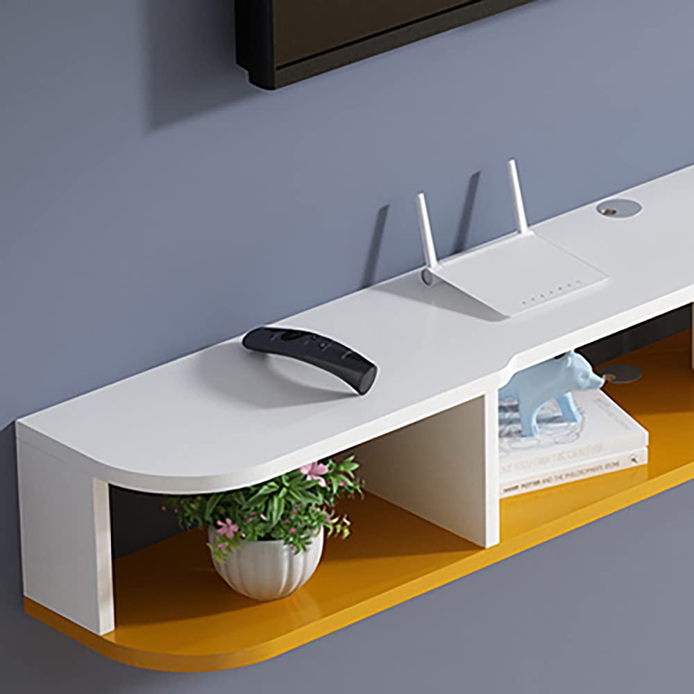Console multimediale fissabile al Muro per Supporto TV con 3 Ripiani Aperti, unità di intrattenimento Galleggiante per Soggiorno, Camera da letto/a/120 cm