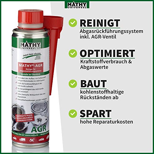 MATHY-AGR Reiniger Diesel (2 x 300 ml) – hochwirksamer Diesel Systemreiniger für Dieselmotoren mit AGR Ventil - AGR Reiniger - Diesel Additiv