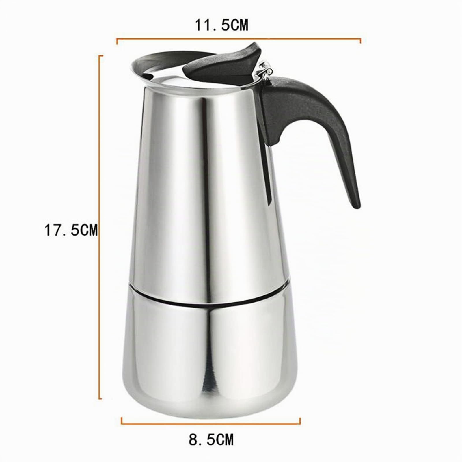 Cafetera Eléctrica de Acero Inoxidable, Espresso y Moca, para Trabajo y Reuniones Familiares, 220 V (4 Tazas de 200 ml)