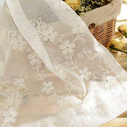 Rideaux transparents blancs brodés fleur 300x270cm pour salon
