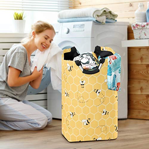 Auuxva Laundry Basket Yellow Honeycomb Beehive Geometric Pattern Laundry Hamper Large Collapsible Storage Bin Toy Basket With Handles For Bathroom Bedroom Nursery Kid‘s Room #TOP5