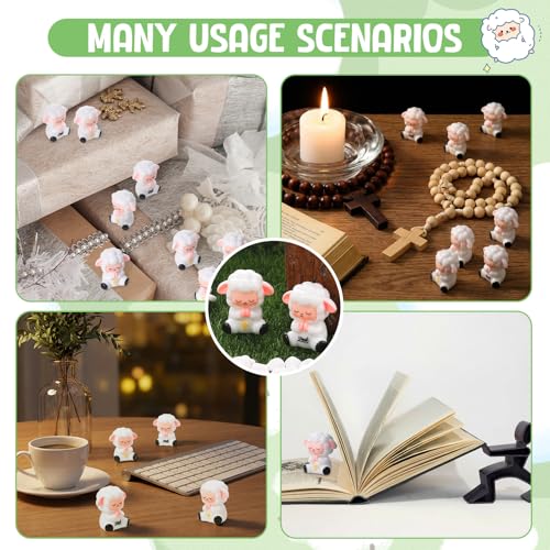 30 mini figuras de corderos de resina blancos miniatura 6