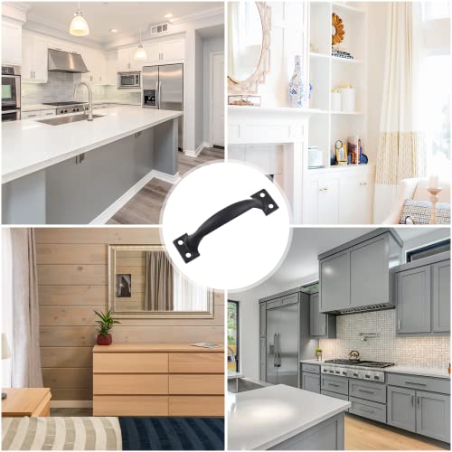 Bivethoi 4Pcs 4 Inch Vintage Barn Door Pulls Utility Cabinet Handles, Screw In Drawer Pulls Black Gate Handles, Metal Garage Door Handles Outdoor Kitchen Hardware For Wooden Fence Cupboard Dresser #TOP4