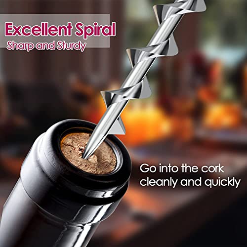 ipow Corkscrew Wine Opener, Zinc Alloy Wine Bottle Opener, Wing Corkscrew Heavy Duty, Manual Multifunctional Cork Screw for Waiter, Silver - Image 3