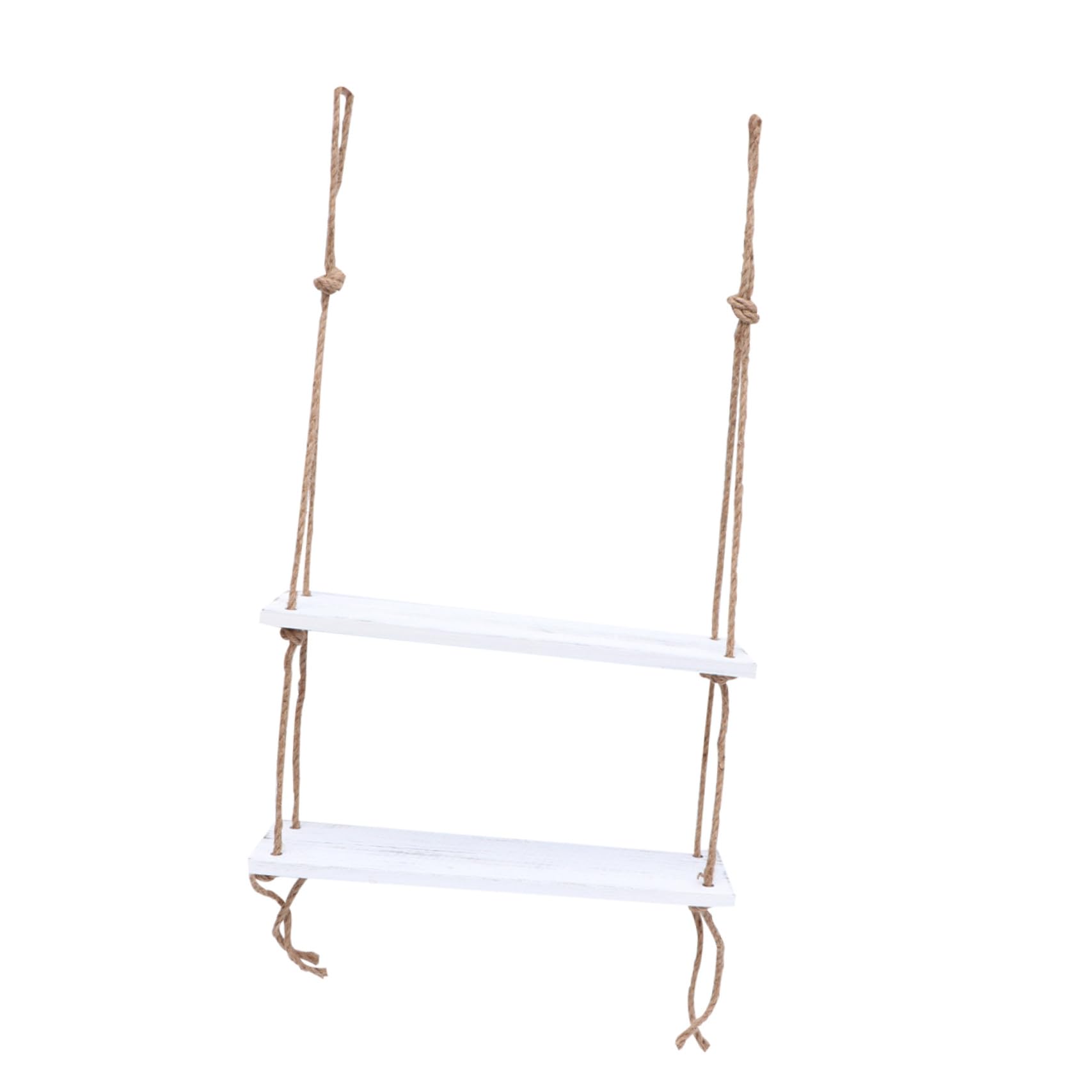 OUNONA 2livello Scaffale Bianco Sospeso Mensole in Mensola Espositiva in Juta Scaffale Espositivo Per Organizzare Oggetti Piccole Dimensioni