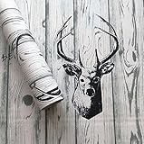 Zerenfy Vintage Deer Wood Wallpaper, Self Adhesive Peel and Stick Wall Contact Paper Roll Removable Decorative Covering Room Decoration Countertops Renovate Old Furniture Classroom 17.71' X 118'