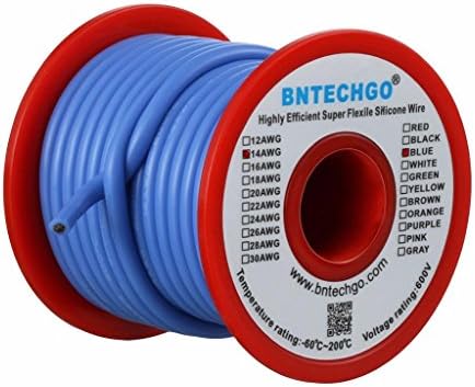 BNTECHGO 14 Gauge Silicone Wire Spool 50 ft Ultra Flexible High Temp 200 deg C 600V 14 AWG Silicone Wire 400 Strands of Tinned Copper Wire 25 ft Black and 25 ft Red Stranded Wire for Model Battery