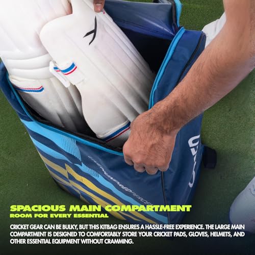 Image of Hundred Polyester Drive Cricket Kitbag | Spacious & Durable Sports Gear Bag for Bats, Pads, Gloves & Accessories | Waterproof, Heavy-Duty Zippers, Multiple Compartments(Navy)