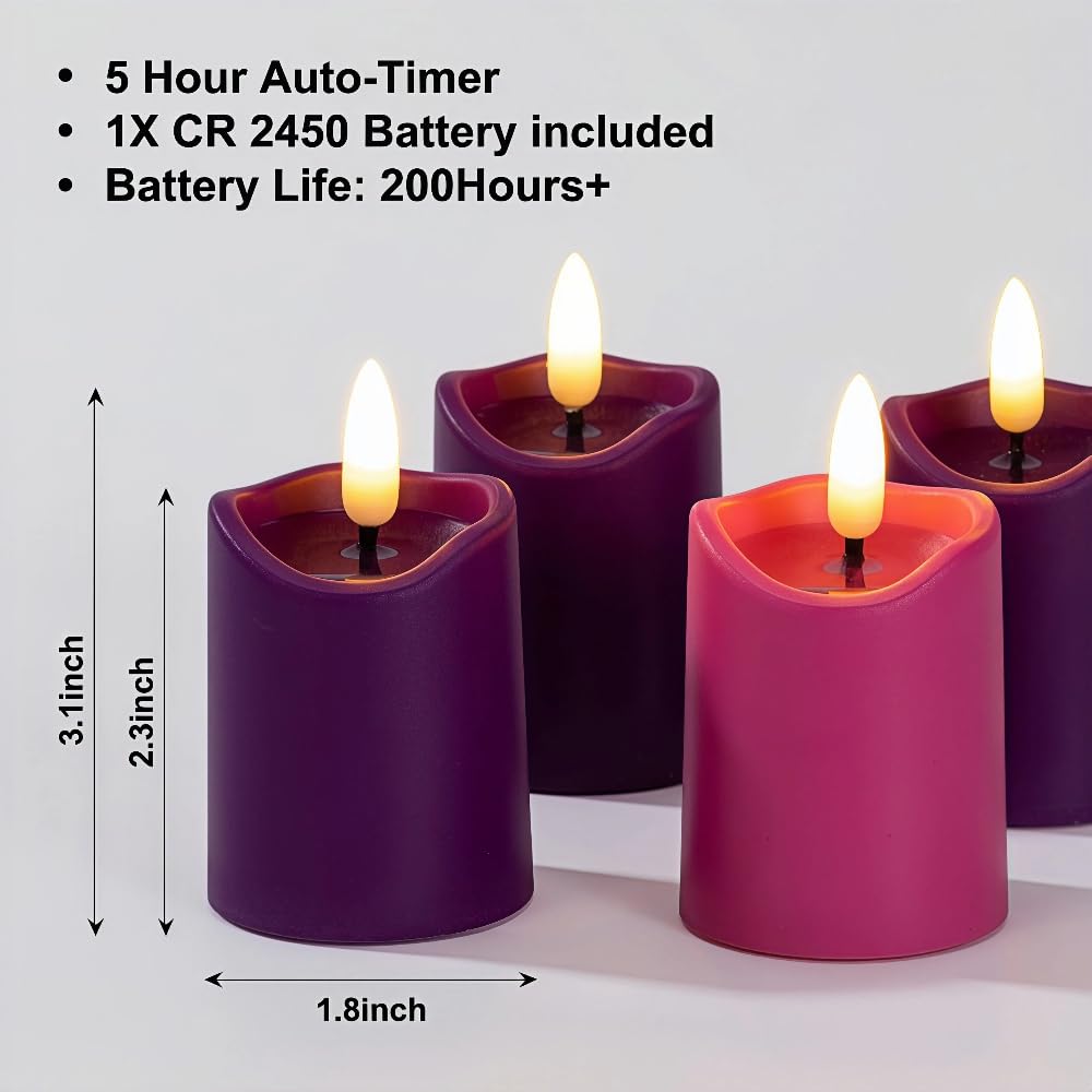 Stmarry Battery Operated Advent Candles Set Of 5 With Remote And Timer
