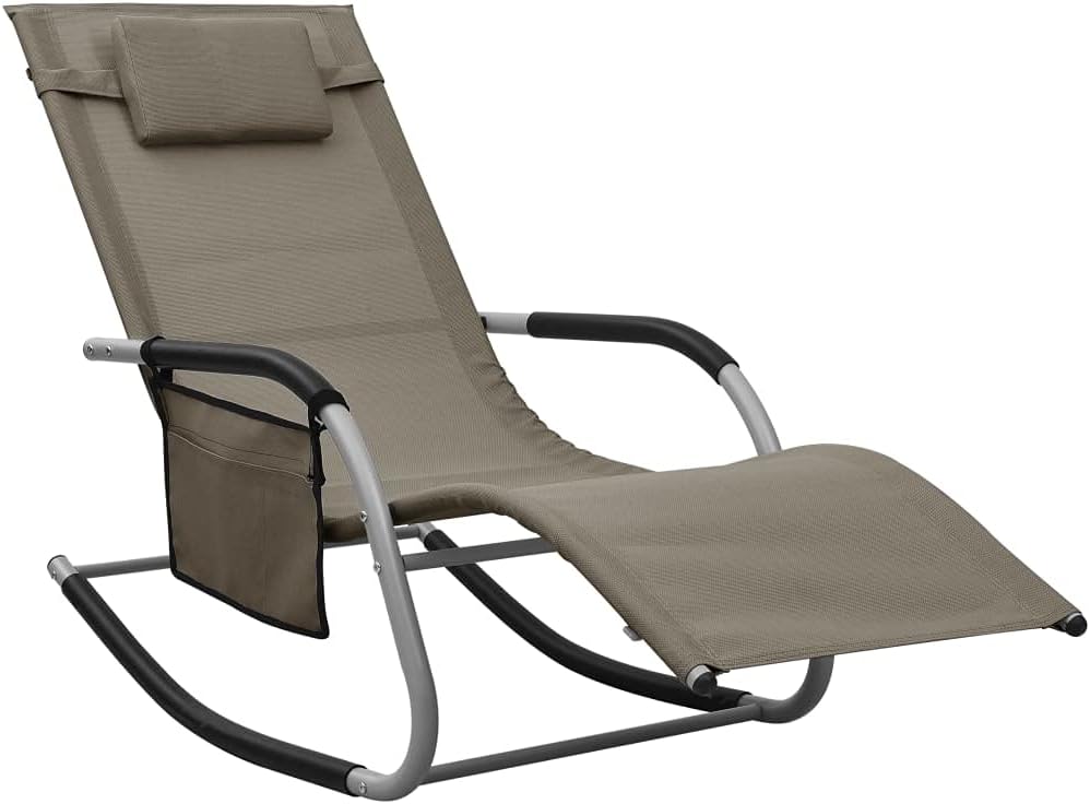 Sun Lounger,Outdoor Lounge Chairs,Garden Sunlounger,Sunbathing Recliner,Patio Lounge Chair,Backyard Furniture,Weather-Resistant,for Beach,Patio,Backyard, Textilene Taupe and Gray