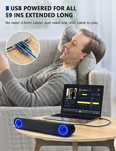 PC Speaker, LENRUE USB-Powered Computer Speakers for Desktop Computer Laptop, with LED Lights, Plug and Play (Light Black)