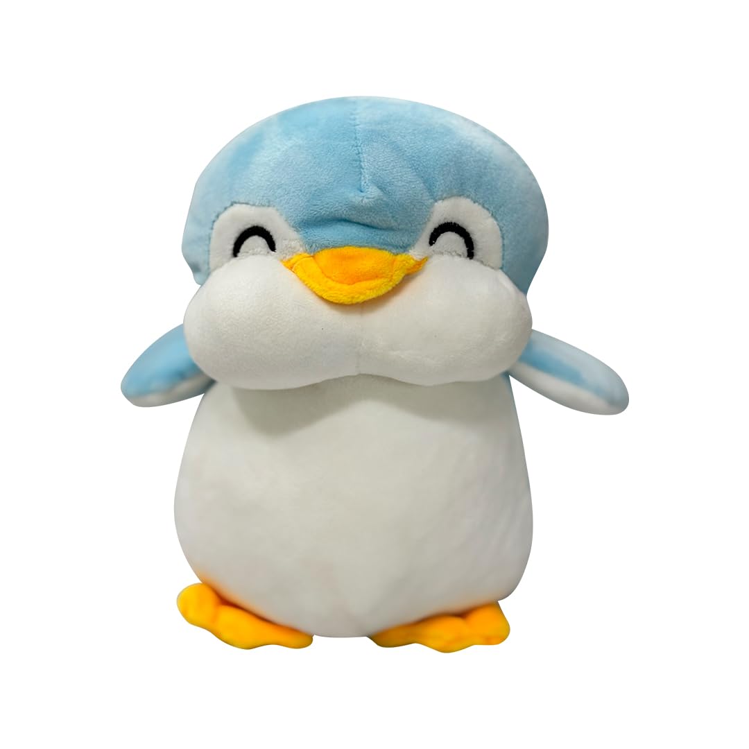 EITHEO Baby Stuffed Animal Plushie – 25 cm Huggable Soft Teddy Plush Toy for Kids, Girls & All Ages, Adorable Cuddly Stuffed Toy, Multicolor (Penguin Blue)