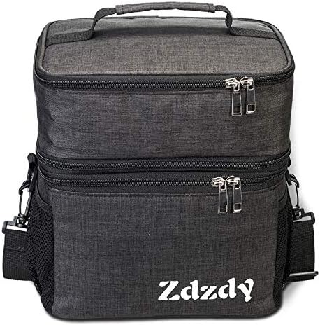 Zdzdy Adult Insulated Lunch Box for Men Women Reusable Lunch Bag Large Capacity Lunch Tote Waterproof Cooler Bag with Adjust Shoulder Strap For Office Work Picnic(Grey)