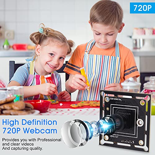 ELP Megapixel Super Mini 720p USB Camera Module Wide Angle with 120degree M7 Lens HD Digital Embedded Webcam Board for Computer USB2.0 UVC Video PC Opencv Camera Module,with 3.3ft/1m Cable for Laptop