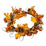 A Cheerful Giver Small Wreath Candle Ring Fallen Leaves & Acorns Artificial Floral Decor for Candles Centerpieces & Home Accents