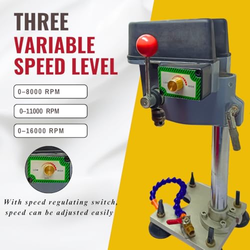 Image of Excel Impex Bench Drill Machine with Adjustable Height, 3 Level Speed controlling, Red Control Handle, Precision Drilling Machine for Glass Workshop