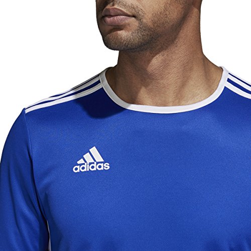 adidas Men's E   ntrada 18 AEROREADY Primegreen Regular Fit Soccer Short Sleeve Jersey, Bold Blue/White, Large