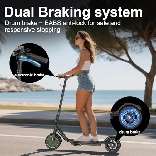 Image of Electric Scooter for Adults, Teens & Big Kids - 350W Motor, 19MPH Top Speed, 21 Miles Range, 8.5-inch Solid Tires, Lightweight Folding Electric Scooter for Commuting