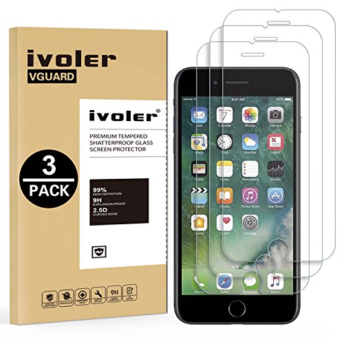 ivoler [3 Unidades] Protector de Pantalla para iPhone 6S Plus/iPhone 6 Plus, Cristal Vidrio Templado Premium