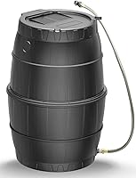 SQUEEZE Master 50 Gallon BPA-Free Rain Barrel - Flatback Rainwater Collector with Diverter, Hose for Gardens
